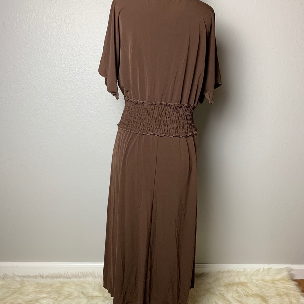 Studio M Brown Stretchy Flowy Dress - Picture 3 of 9